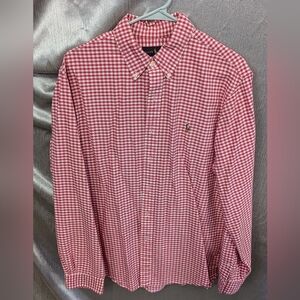 Ralph Lauren Red Checkered Men's Long Sleeve Button Down Shirt Size L